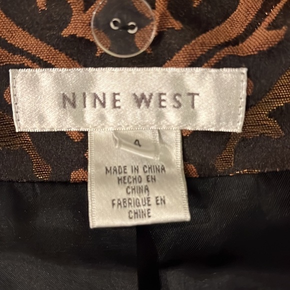 VTG nine west brown & rose gold 90’S brocade jacket removable faux fur trim 4 - Picture 14 of 15